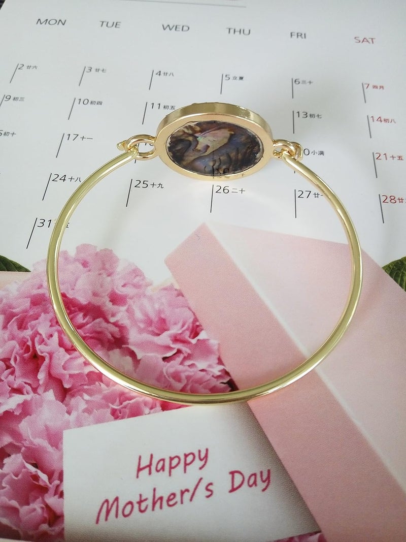 MANZHEN Jewish Charm Star of David Abalone Shell Wire Openable Crystal Bangle Bracelet - Image 4